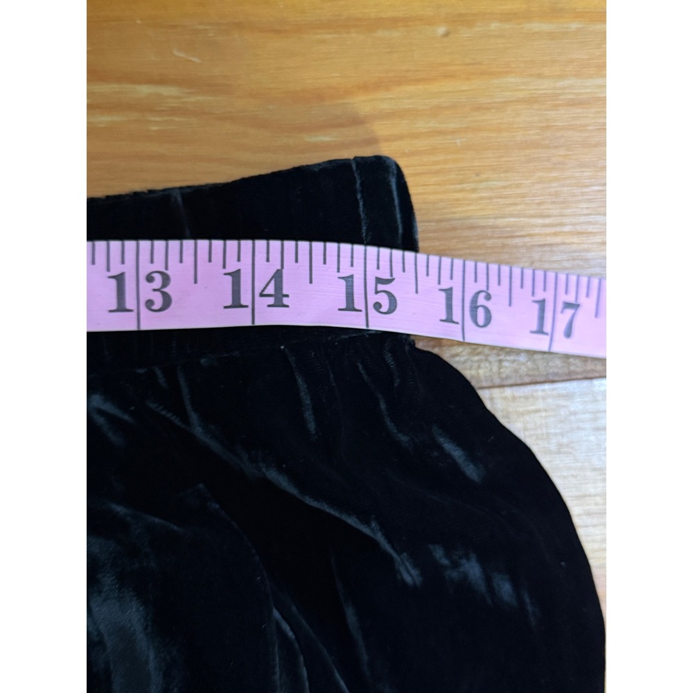 Eileen Fisher Black Crushed Velvet Wide Leg Pants High Rise Elastic Waist S/P - Picture 4 of 6